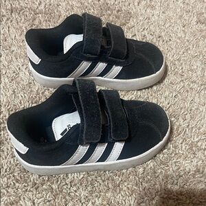Adidas Kids Black and White Velcro Sneakers